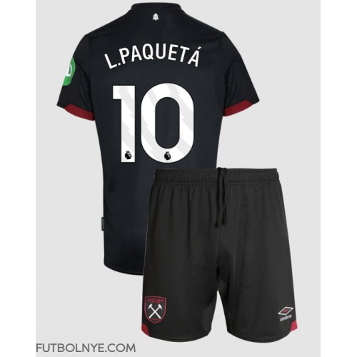 Camiseta West Ham United Lucas Paqueta #10 Visitante Equipación para niños 2024-25 manga corta (+ pantalones cortos)